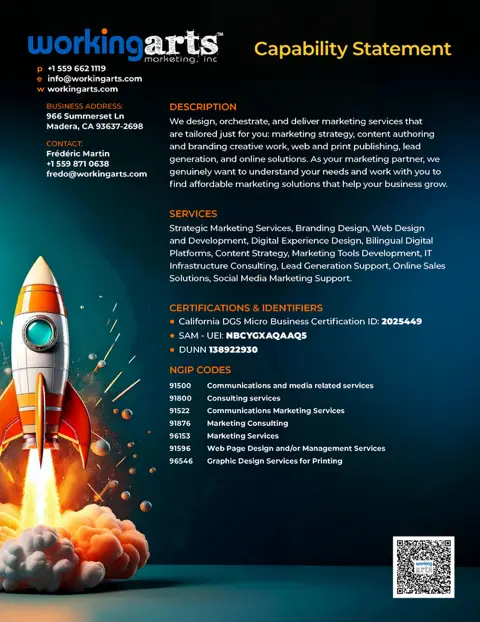 workingarts marketing, inc. capabilities statement