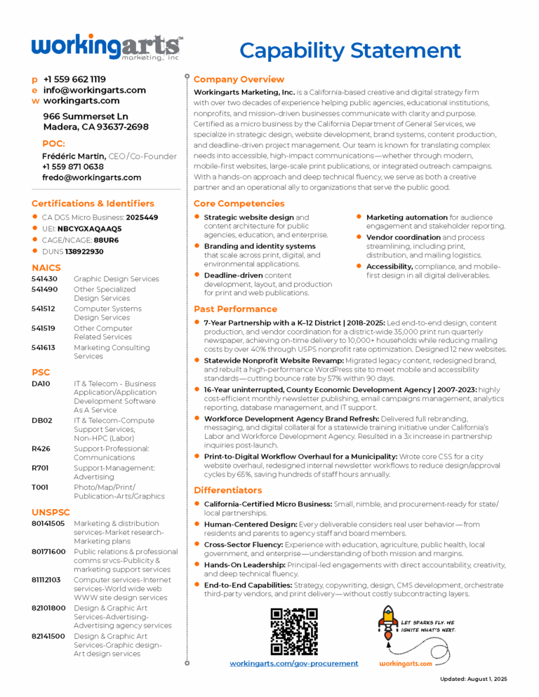 Workingarts Capabilities Statement