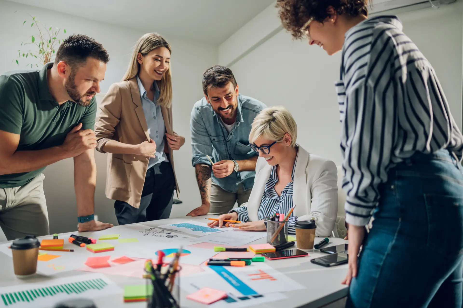 Team on a meeting in a modern bright office